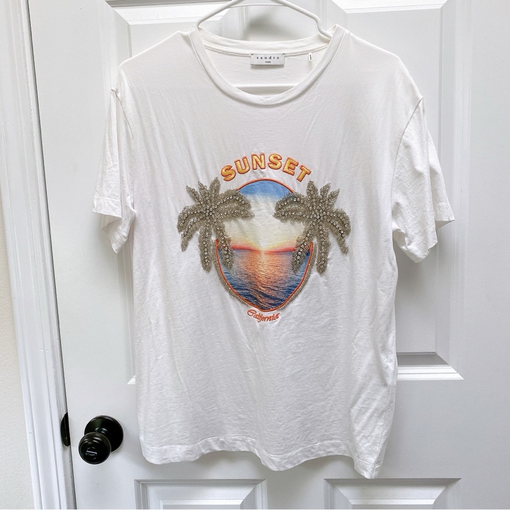 Sandro White Cotton T-shirt